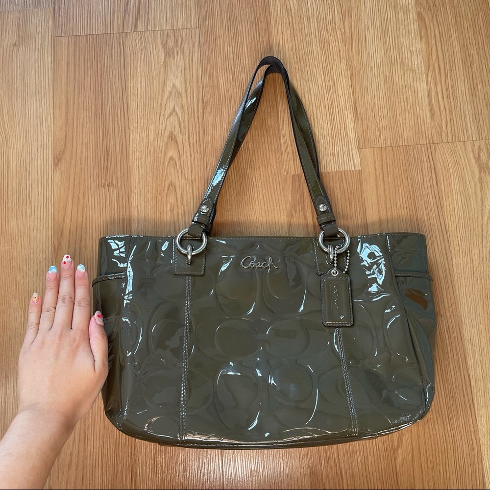 Coach- Grey Patent Leather Tote Bag